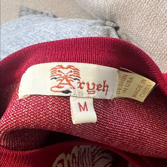 Aryeh Red Long Sleeve Dress with Gold Embroidery - Picture 2 of 4